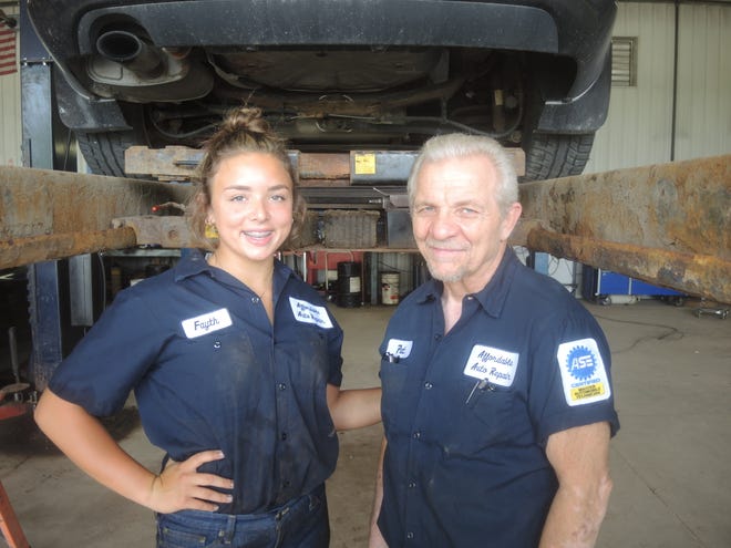 Magnificence queen wields a wrench to assist grandfather out