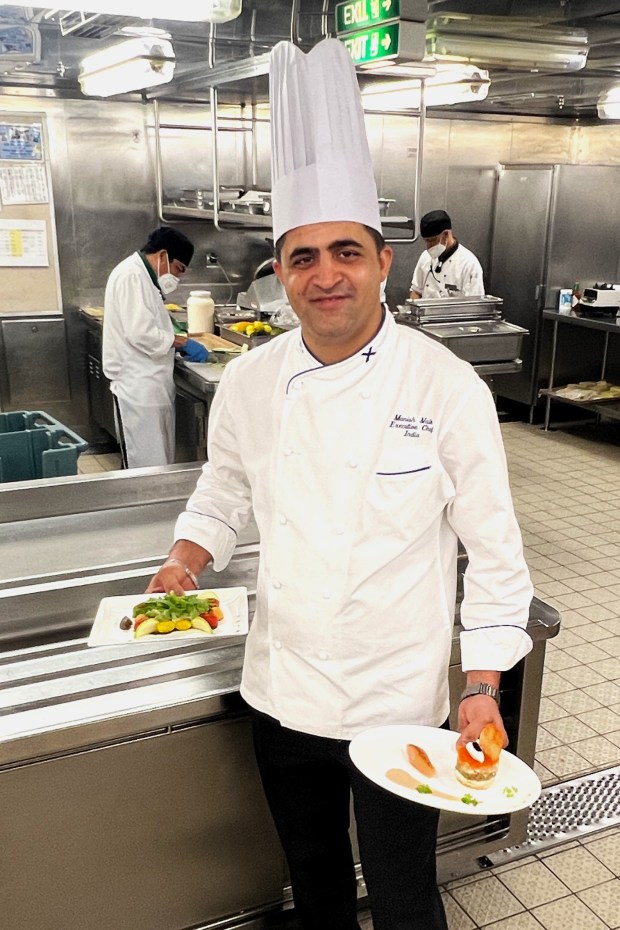 Executive Chef Manish Naik is responsible for 13,000 meals a day on Celebrity Solstice. (Photo by David Dickstein)