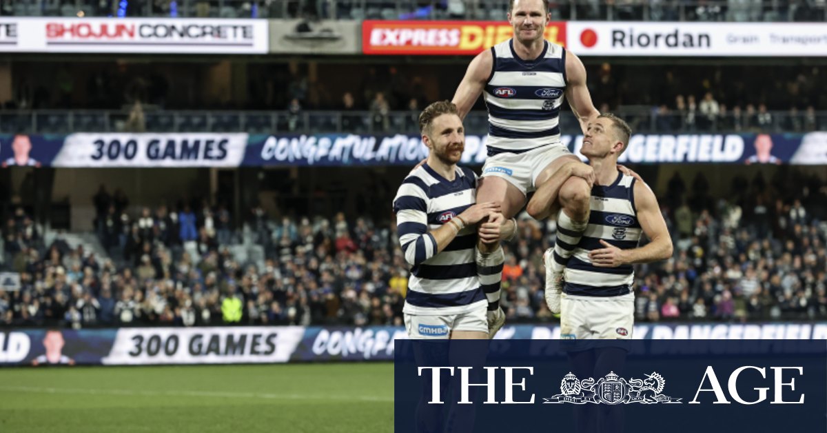 Dominant Geelong Cats have a good time Patrick Dangerfield milestone in type however have two injured