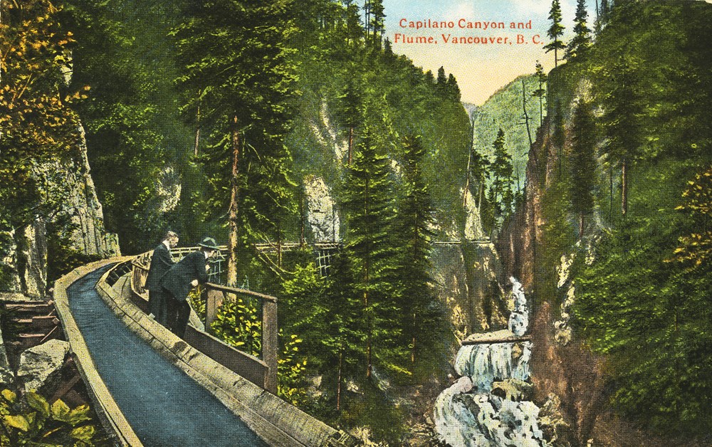 Capilano Flume was a significant attraction in North Vancouver in 1900s