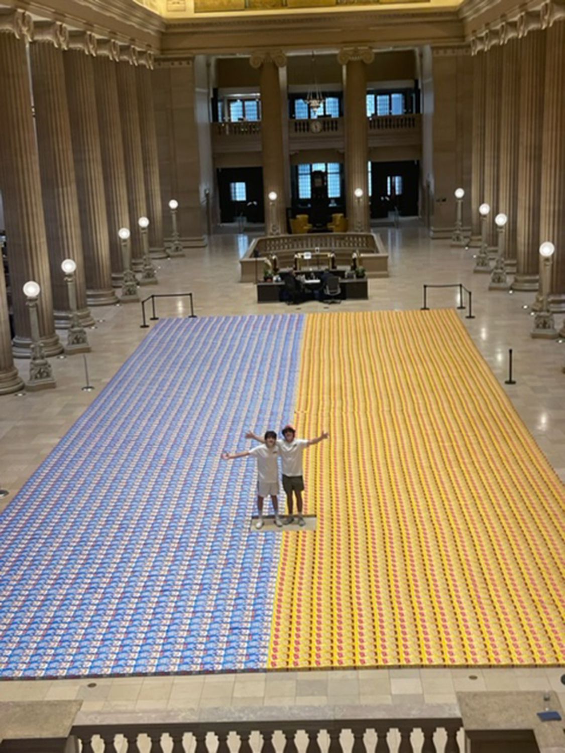 Teens Attempt World Record by Creating Ukraine Flag with Cereal Boxes