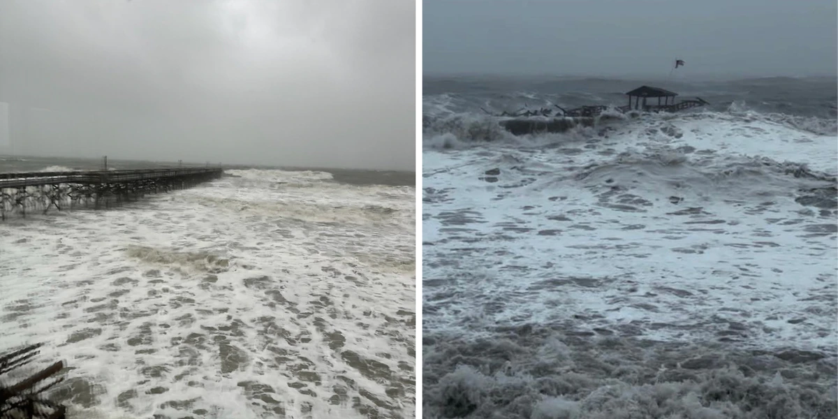 A part of Pawleys Island Pier collapse throughout Ian