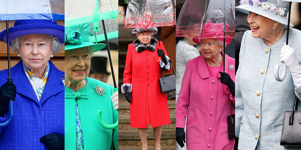 Queen’s love of umbrellas sheltered her humble fashion