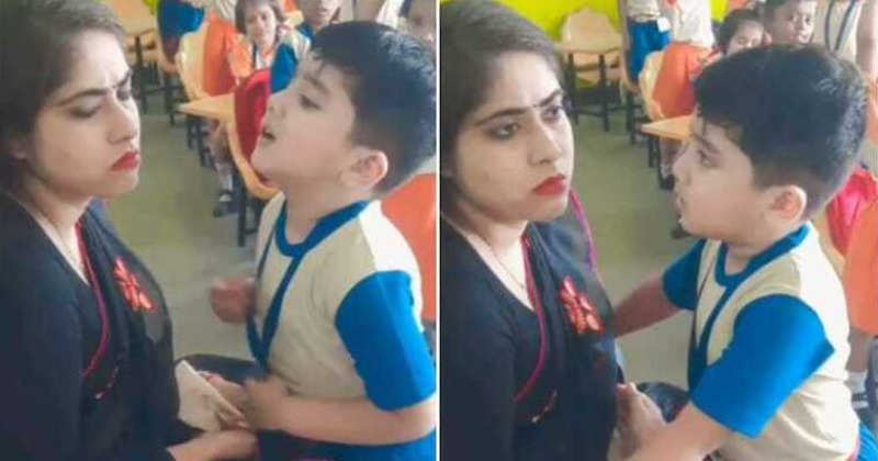 Little Boy Hugs And Apologises To His School Teacher