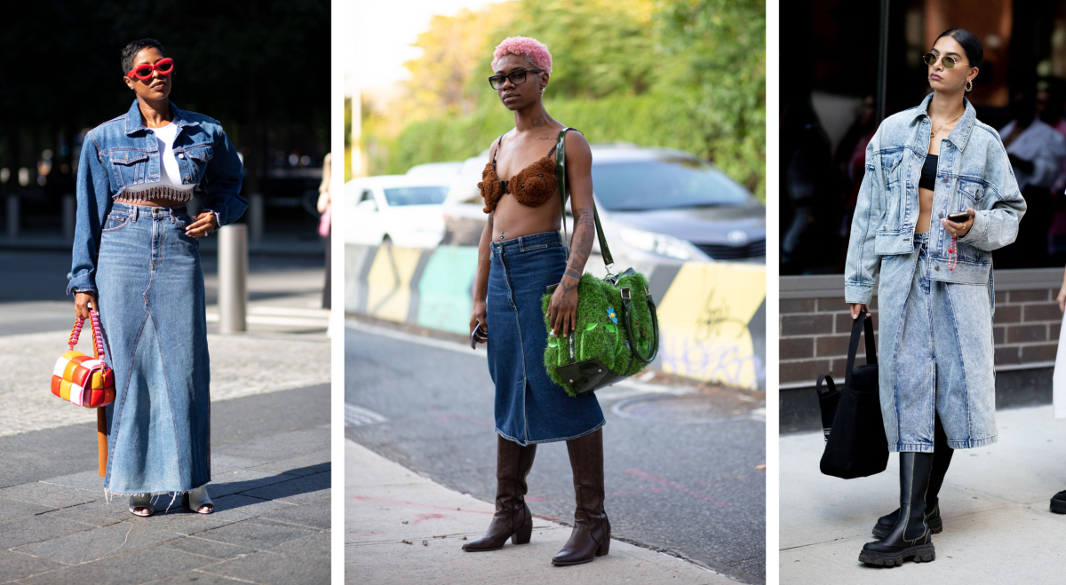 The Road Type Crowd Embraced Lengthy Denim Skirts on Day 1 of New York Vogue Week