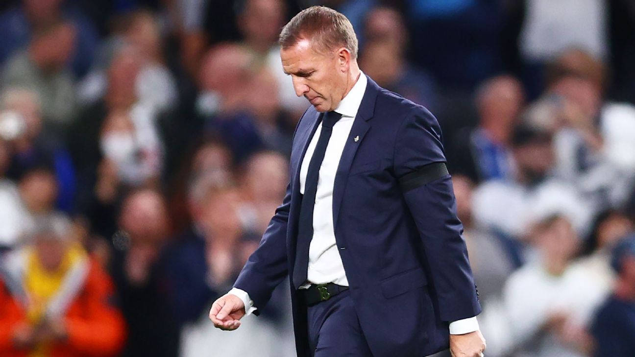 Leicester’s Brendan Rodgers feeling mounting stress after 6-2 loss to Tottenham