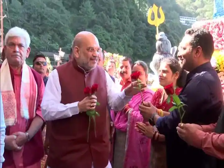 Union Dwelling Minister Amit Shah Arrives At Mata Vaishno Devi Temple In Katra