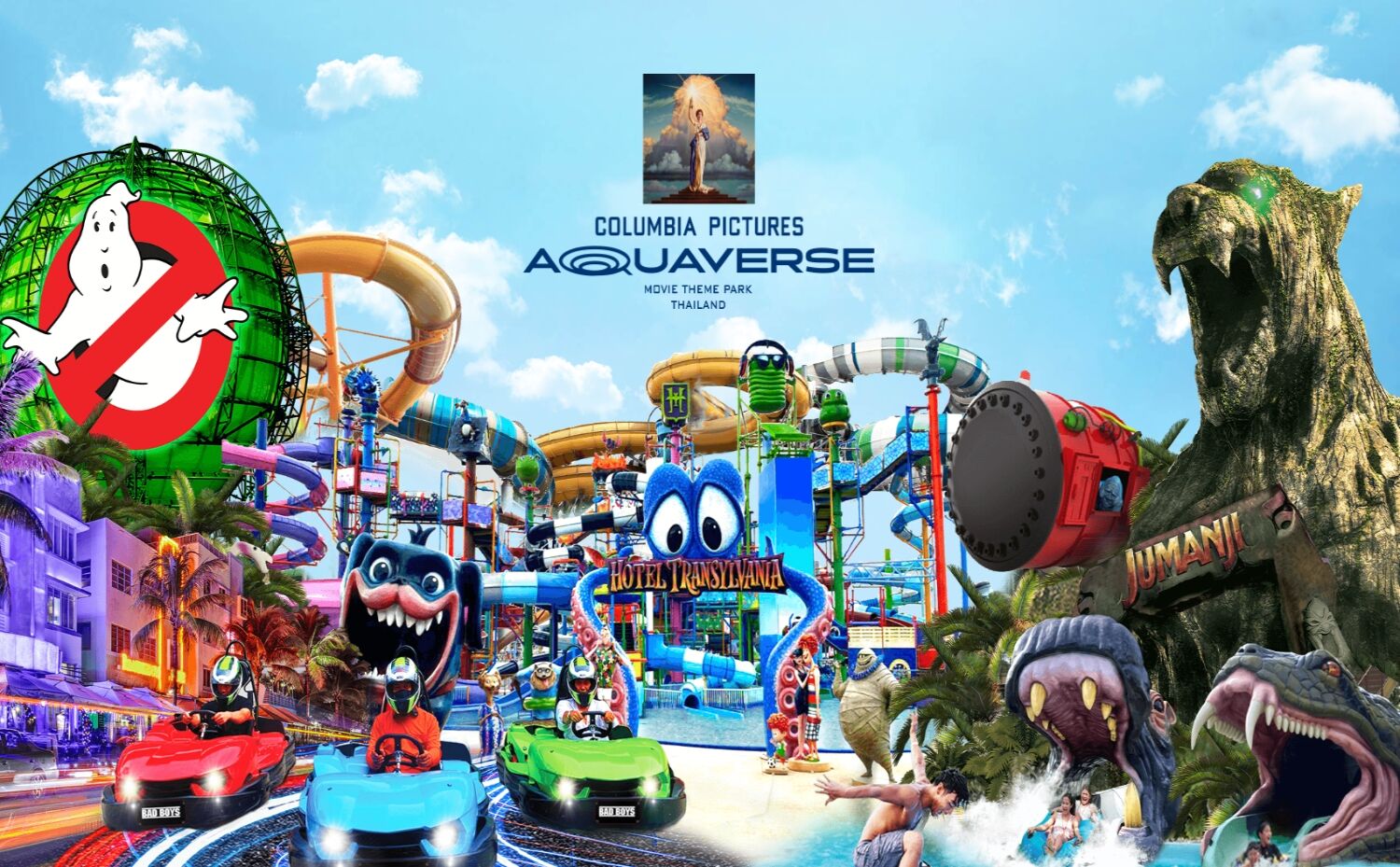 Columbia Photos’ Aquaverse theme park opened immediately