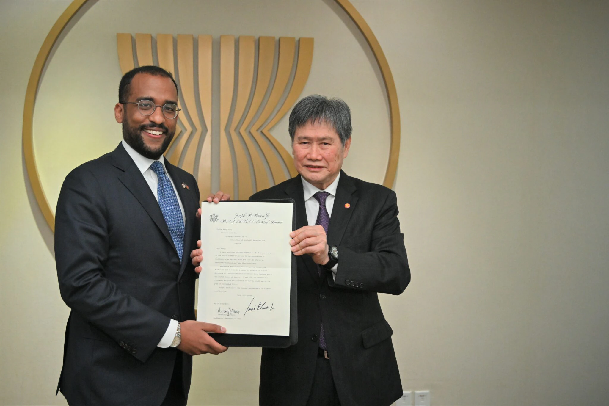 New U.S. Ambassador to ASEAN Yohannes Abraham Presents Credentials to ASEAN Secretary Common Lim Jock Hoi