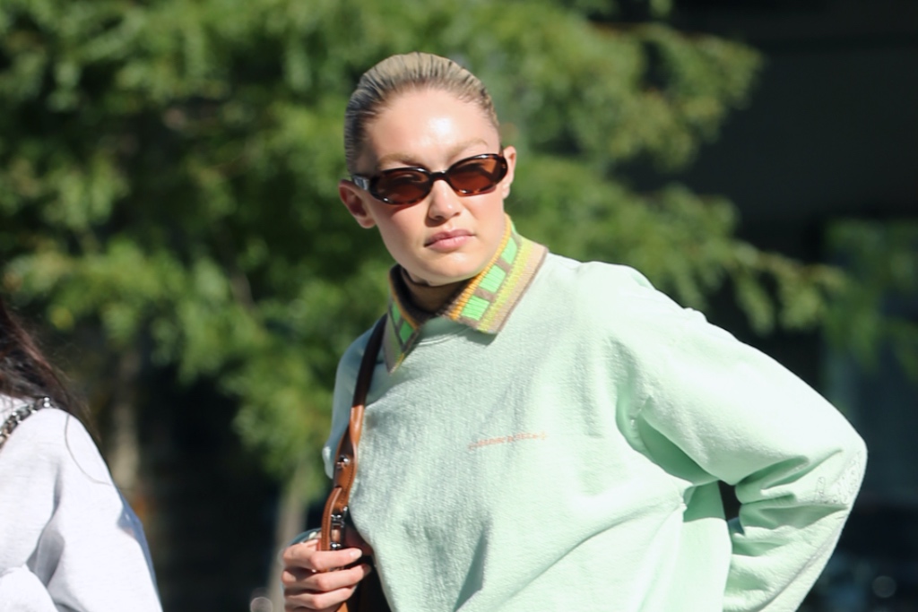 Gigi Hadid Updates Menswear Model with Sweatshirt & Loafers in NYC – Footwear Information