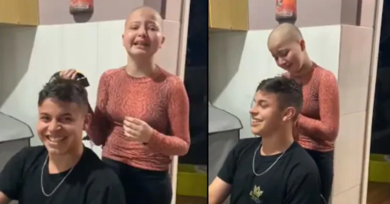 Brother Shaves Head For Cancer Battling Sister