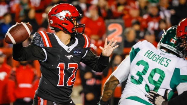 Stampeders rout Roughriders in closing sport of normal season