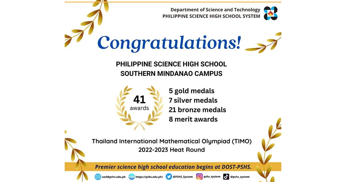 Pisay-Davao luggage 41 awards in Thailand Math Olympiad