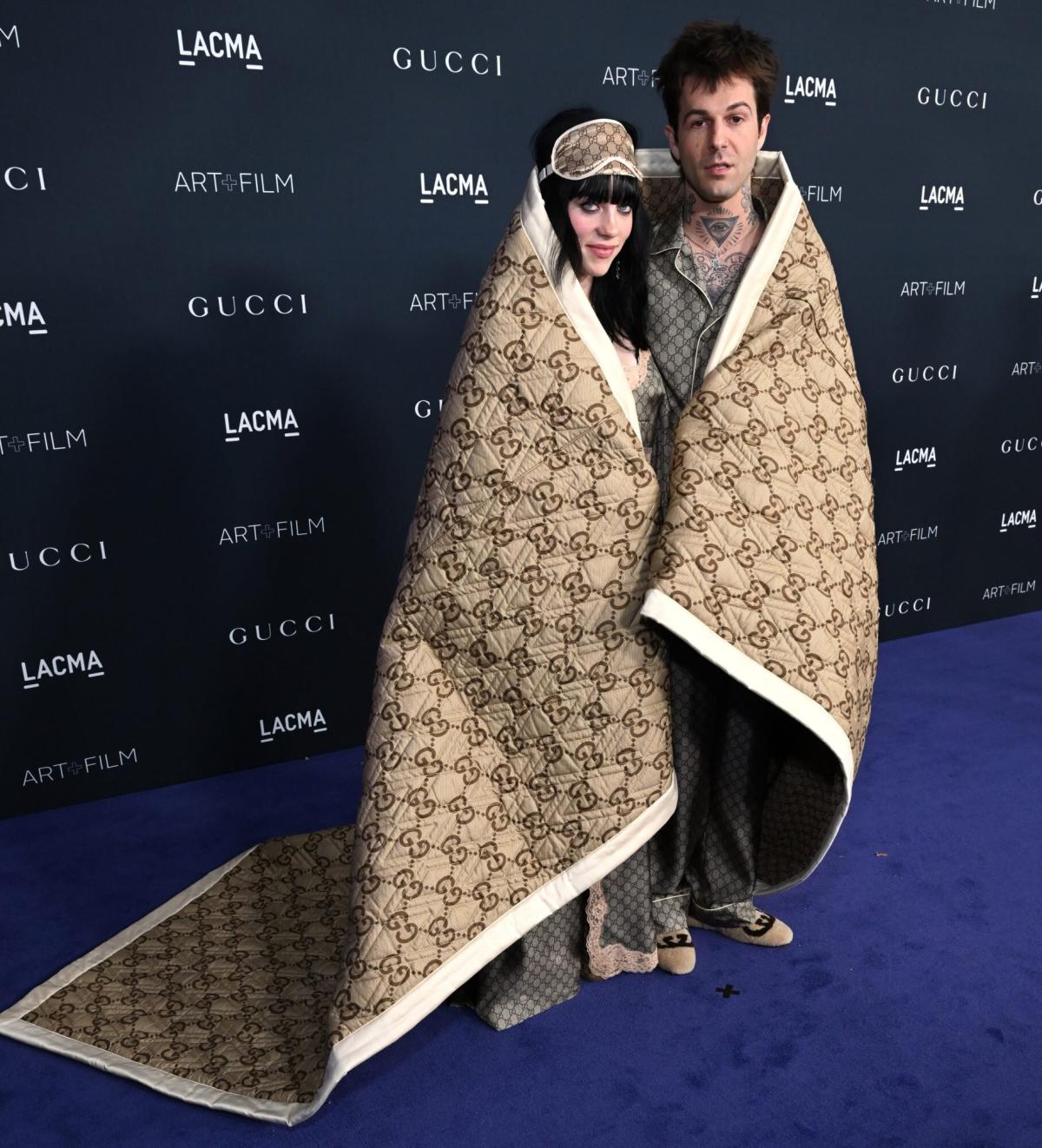 Billie Eilish and Boyfriend Jesse Rutherford Make Purple Carpet Debut Draped in Gucci Blanket