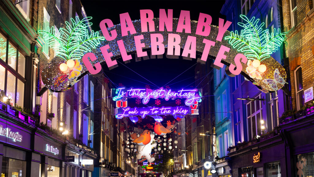 Carnaby’s Christmas lights set up illuminates purchasing and eating get together