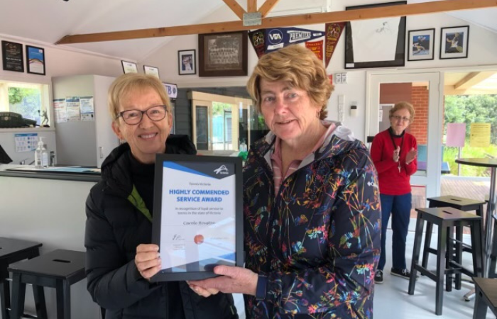 Carole Houston recognised for lengthy standing dedication to Royal Park Tennis Membership | 11 November, 2022