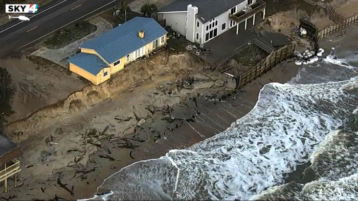 Seashore erosion leaves not less than one St. Johns County dwelling teetering on cliff