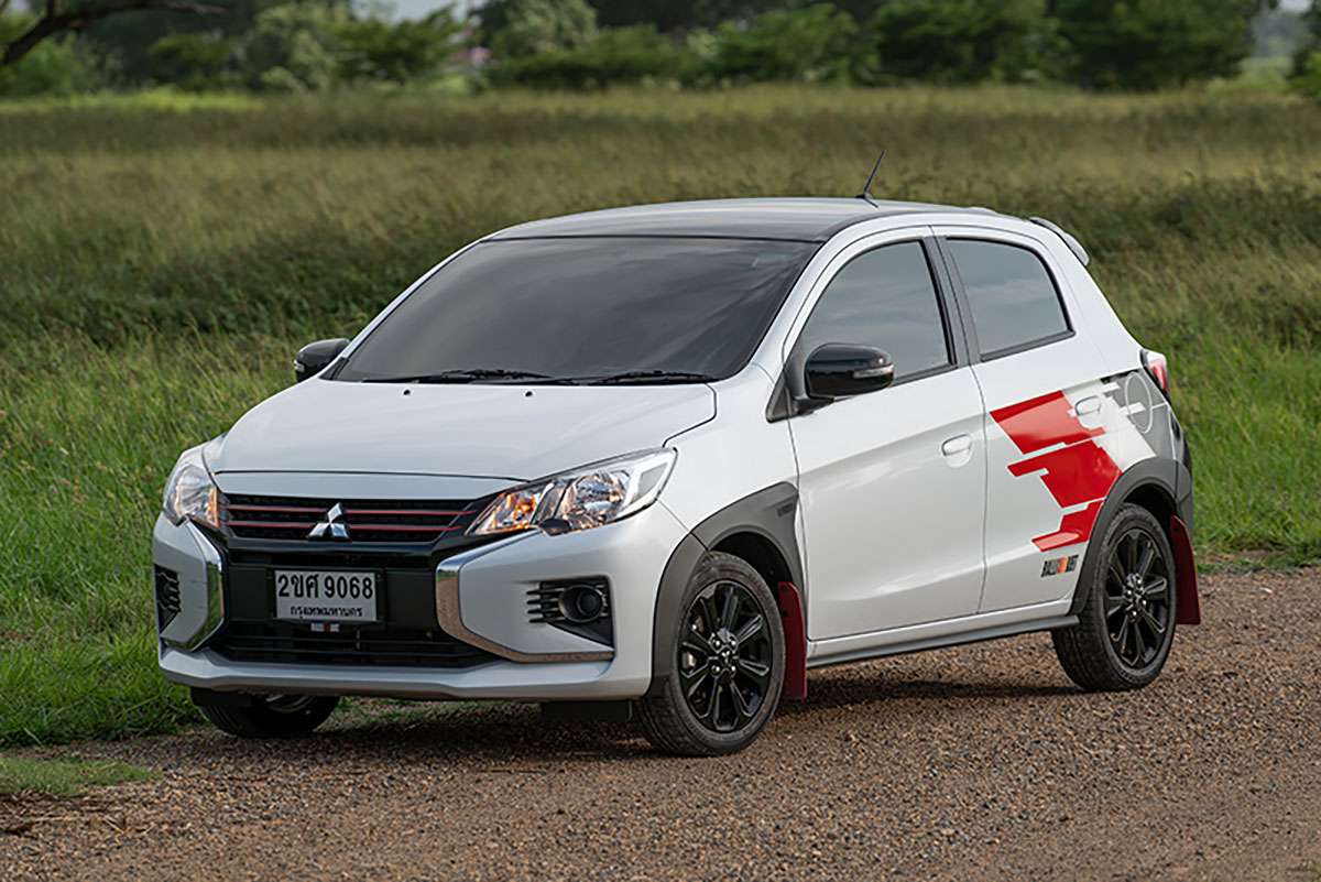 2022 Mitsubishi Mirage Ralliart – eco automotive continues to be alive in Thailand; rally-style overfenders, mud flaps, decals