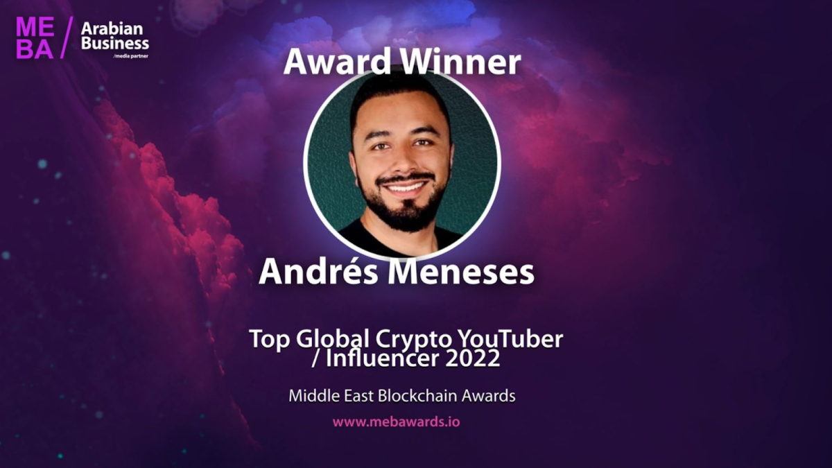 Andrés Meneses Wins Award for Prime International Crypto YouTuber / Influencer 2022