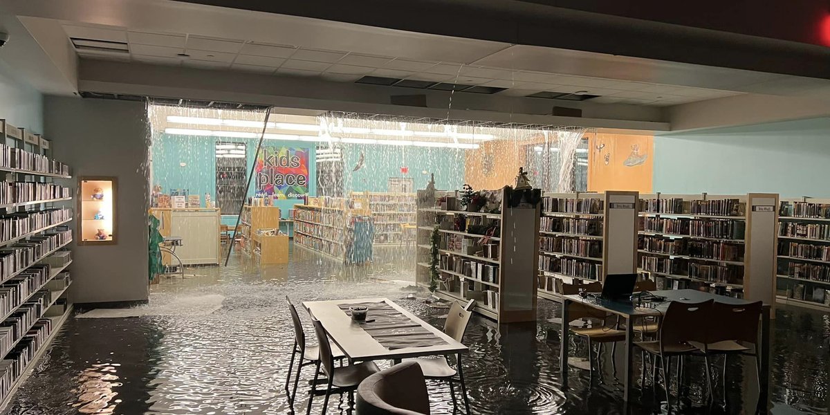 Wayne Co. Library flooded following water line burst, 3,000+ books broken