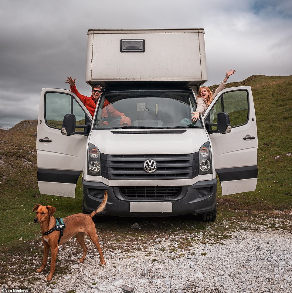 Couple stop their previous life-style to reside in £20k van they transformed themselves and now work remotely