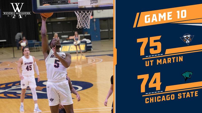 SKYHAWK MEN’S HOOPS PUSHES HOME WINNING STREAK OUT TO FIVE GAMES, OUTLASTING CHICAGO STATE 75-74 IN OVERTIME