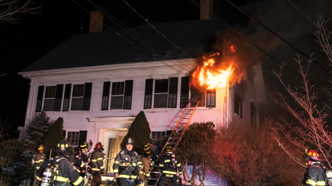 Fireplace damages residence on Frost Street in Eliot, Maine