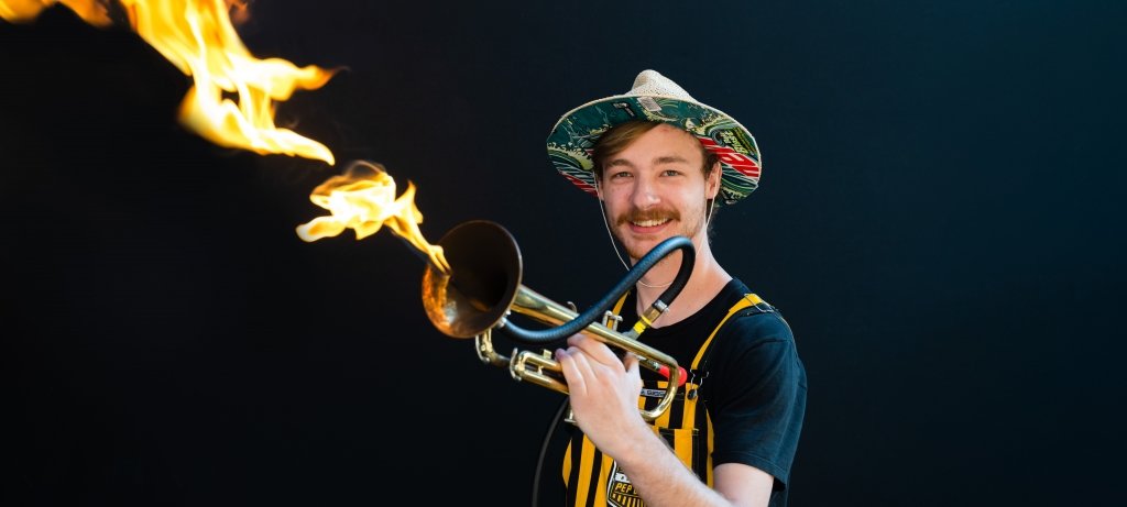 Taking part in With Fireplace is a Huskies Pep Band Custom