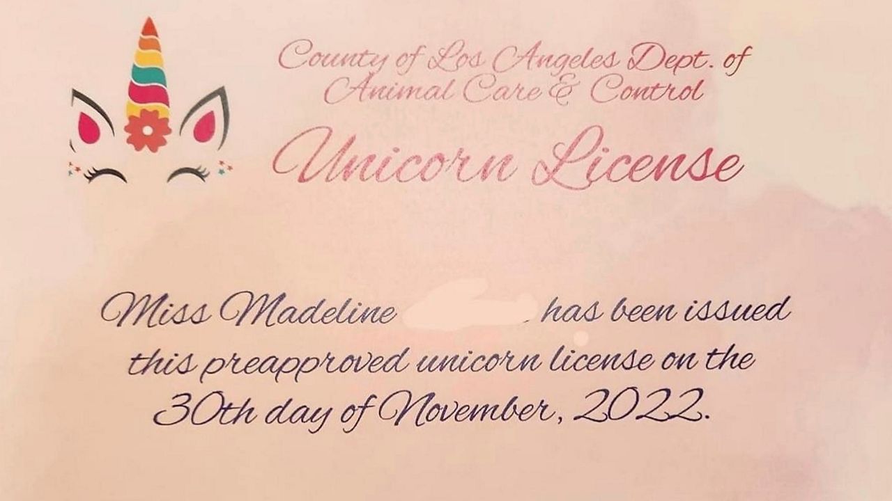 California woman licensed to personal unicorn — if she finds one