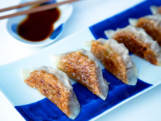 Japanese-style Gyoza dumplings with tender beef