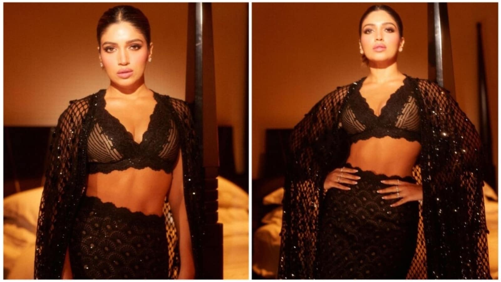 Bhumi Pednekar ups glam quotient in black dazzling ensemble for awards night time