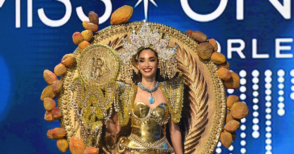 Miss El Salvador dons golden bitcoin outfit at magnificence pageant