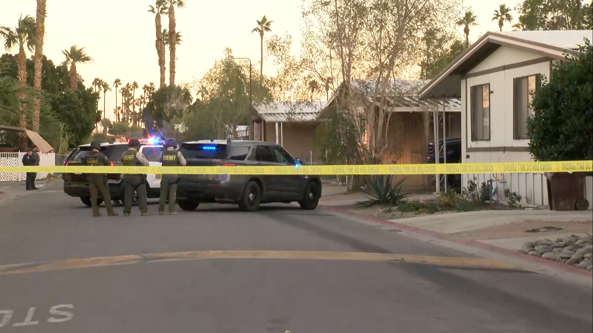 Heavy police presence at a cellular dwelling park close to Indio