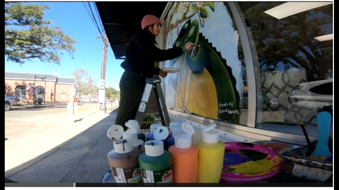 Houma artist transforms downtown space for Carnival season