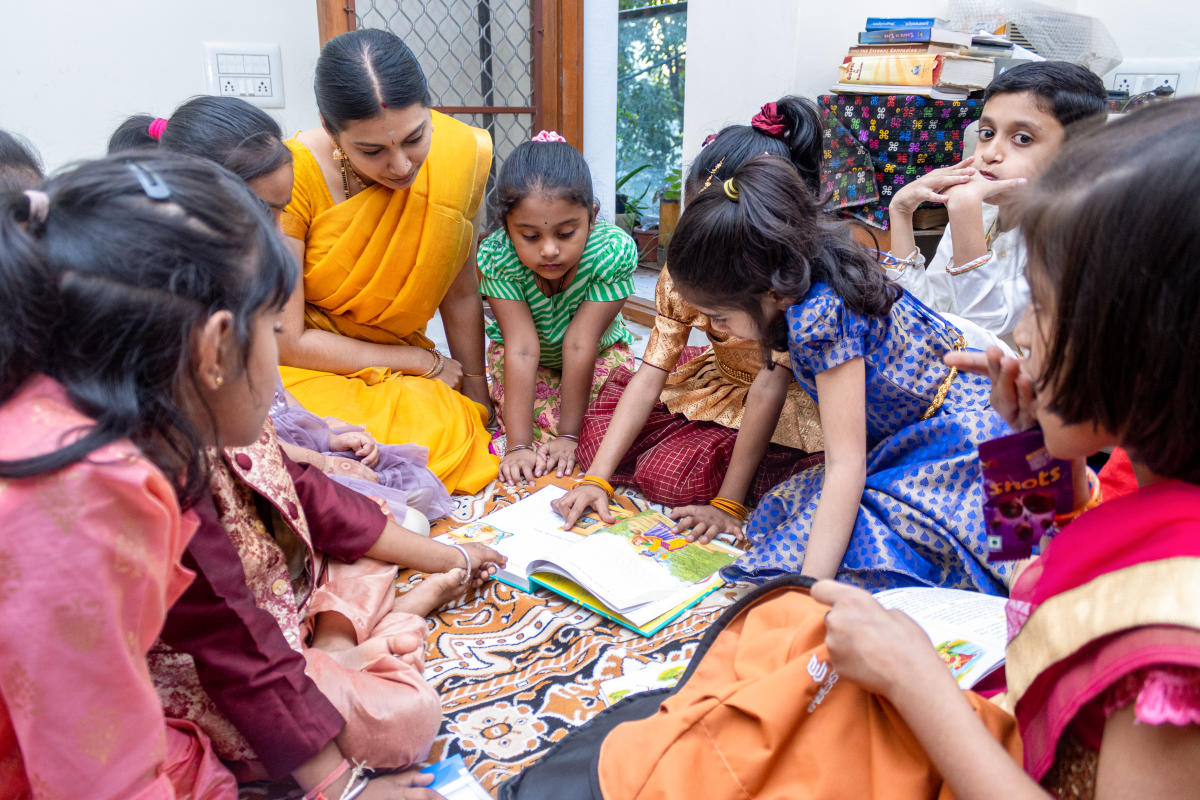 Right here, Carnatic music is taught by tales, shlokas