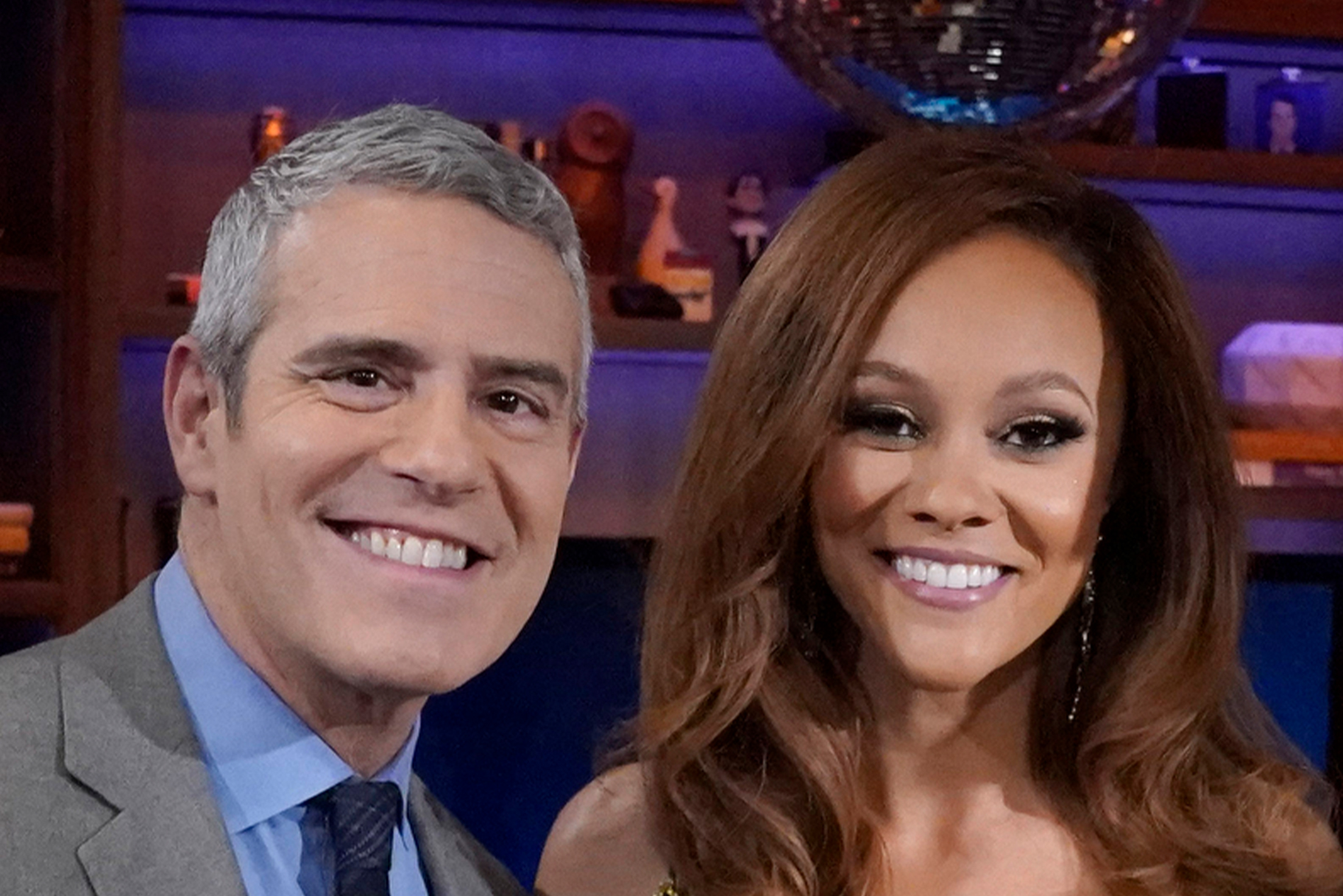 Andy Cohen Compares Ashley Darby’s WWHL Gown to SUR Uniform